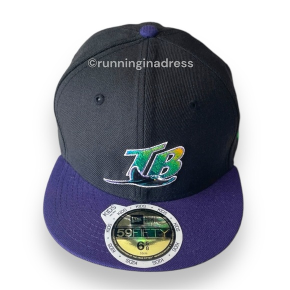 New Era Two tone Black Purple Tampa Bay Rays Cooperstown Collection Wool Fitted - Picture 2 of 16